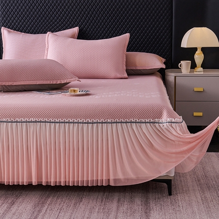 91家纺网 家纺一手货源 找家纺 （总）尚品凤凰2025新款凉感床裙渐变色豆豆席床裙凉席直角席 凉席席子