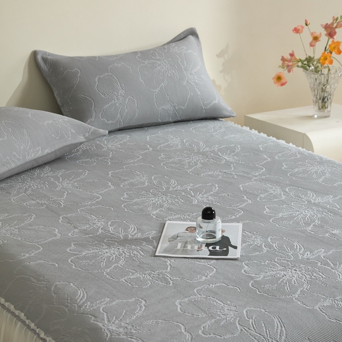 91家纺网 家纺一手货源 找家纺 卡初家居（原微来） 2025新款乙纶冰豆豆渐变色床裙款凉席席子 渐变灰