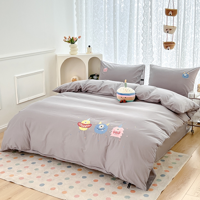 91家纺网 家纺一手货源 找家纺 （总）曼町家居 2025春夏新款40支全棉纯棉水洗棉刺绣四件套