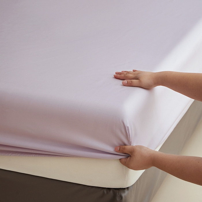 91家纺网 家纺一手货源 找家纺 寝柔2025春夏新款50S纯色天丝床笠单件席梦思床垫棕垫保护套凉感（有质检报告） 暮光紫