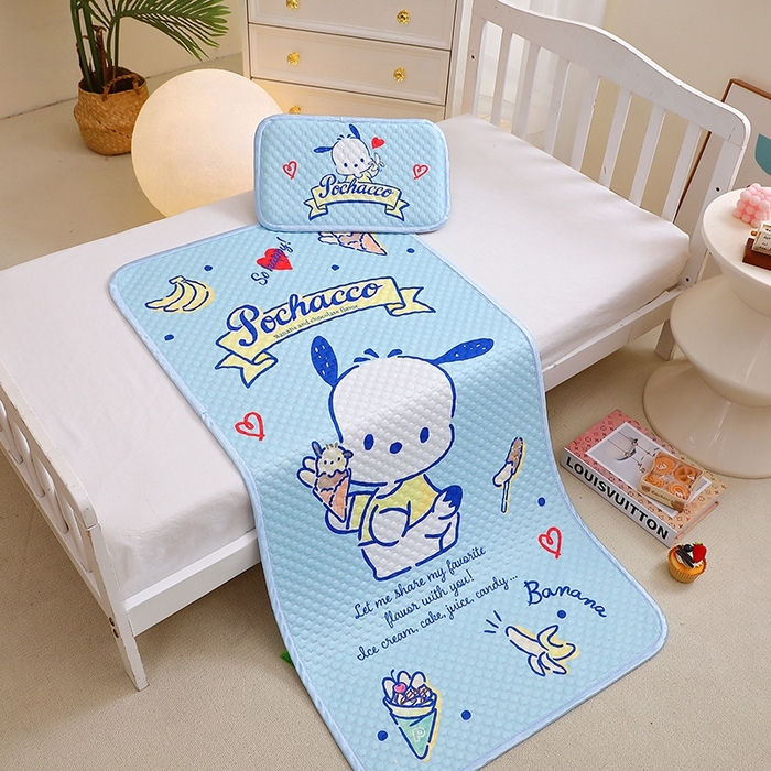 91家纺网 家纺一手货源 找家纺 2025新款3D凉豆豆大版三丽鸥正版授权儿童凉席夏被三件套 凉豆豆 帕恰狗