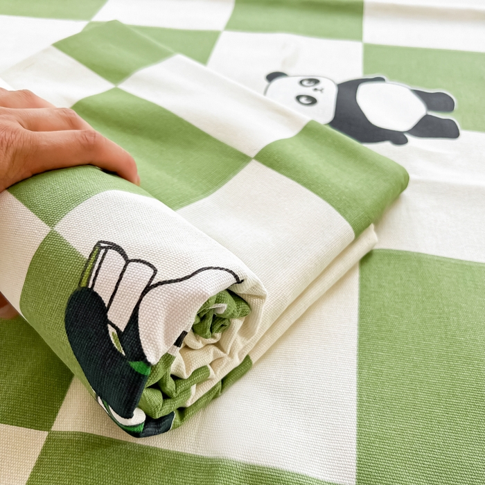 91家纺网 家纺一手货源 找家纺 爱彼家纺 2025新款热门卡通条纹原棉老粗布凉席床单 背包熊