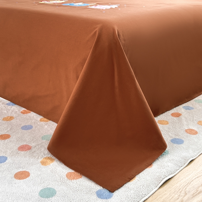 91家纺网 家纺一手货源 找家纺 曼町家居 2025春夏新款40支全棉纯棉水洗棉刺绣四件套 哆啦趣梦-复古咖