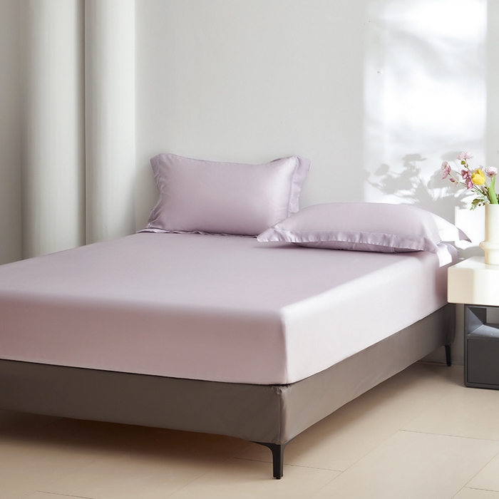 91家纺网 家纺一手货源 找家纺 寝柔2025春夏新款50S纯色天丝床笠单件席梦思床垫棕垫保护套凉感（有质检报告） 暮光紫