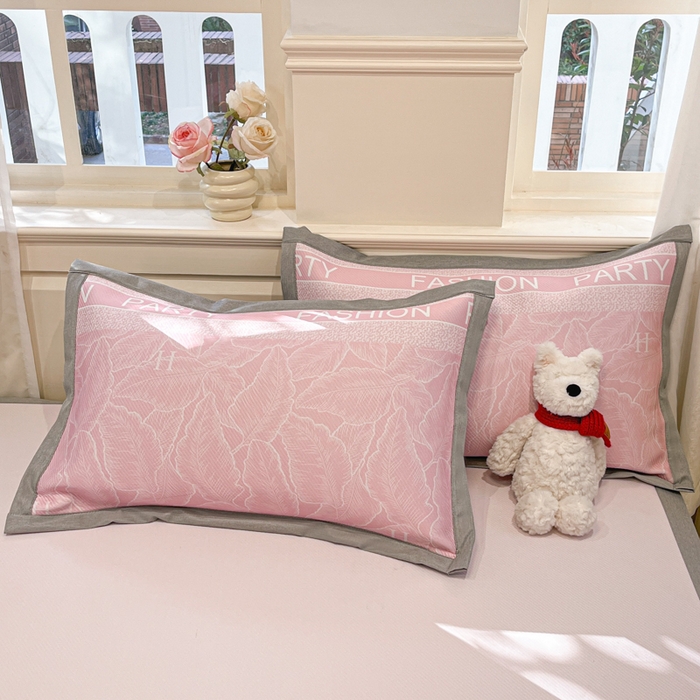 91家纺网 家纺一手货源 找家纺 星座家纺 2025新款复合提花凉感丝凉席三件套平铺款 叶之语-粉