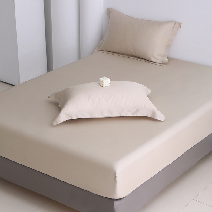 91家纺网 家纺一手货源 找家纺 寝柔2025春夏新款50S纯色天丝床笠单件席梦思床垫棕垫保护套凉感（有质检报告） 燕麦色