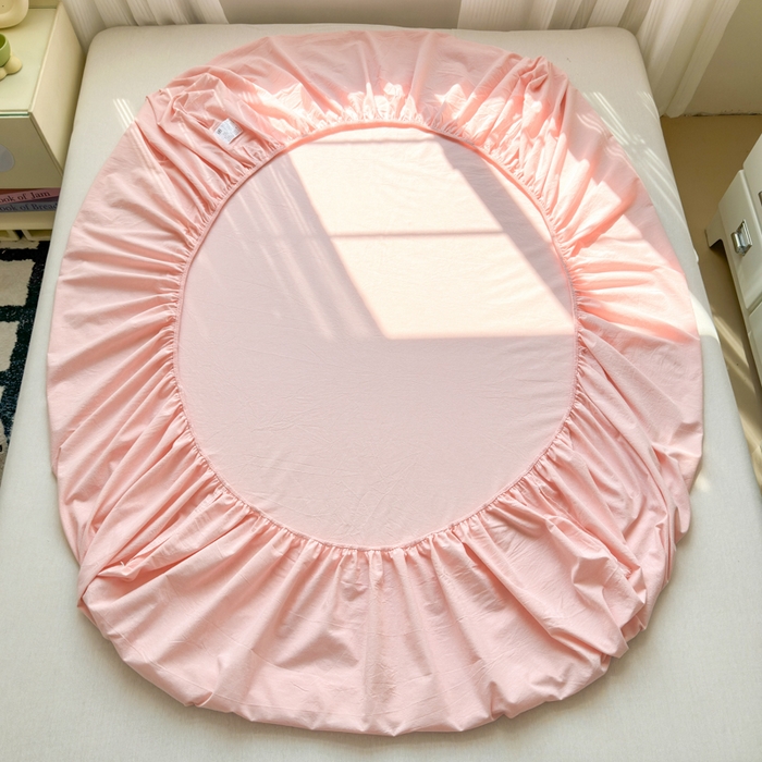 91家纺网 家纺一手货源 找家纺 丽涵家纺 丽涵新品 全棉色织水洗棉单品床笠-床笠三件套 蜜桃粉