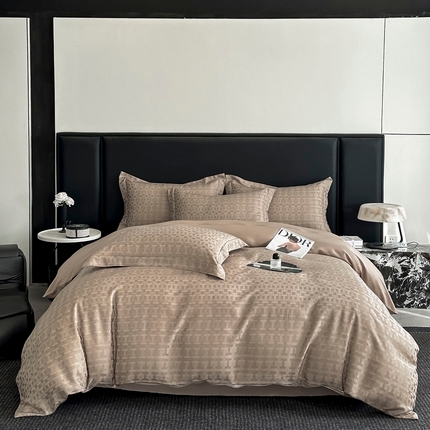 91家纺网 家纺一手货源 找家纺 （总） 慕晨 2025新款莱赛尔提花四件套高级简奢款天丝4件套直播热款