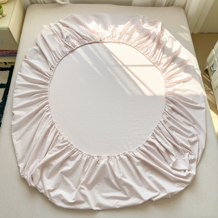 91家纺网 家纺一手货源 找家纺 丽涵家纺 丽涵新品 全棉色织水洗棉单品床笠-床笠三件套 紫小格