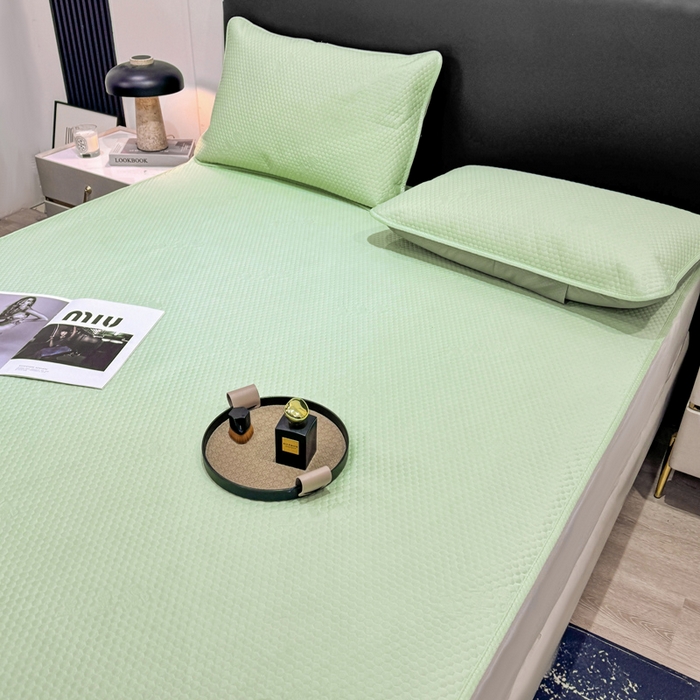 91家纺网 家纺一手货源 找家纺 春寻家纺 2025新款凉豆豆凉席冰丝席 薄荷绿