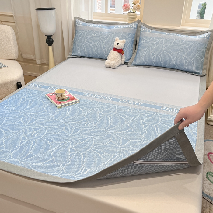 91家纺网 家纺一手货源 找家纺 （总）星座家纺 2025新款复合提花凉感丝凉席三件套平铺款