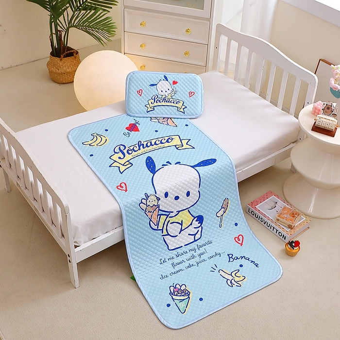 91家纺网 家纺一手货源 找家纺 2025新款3D凉豆豆大版三丽鸥正版授权儿童凉席夏被三件套 凉豆豆 帕恰狗