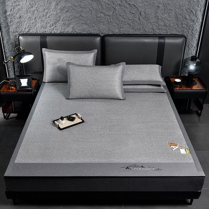 小牛席业 2025新款3D刺绣印尼藤系列-雪山刺绣款【加厚10斤重】 灰色