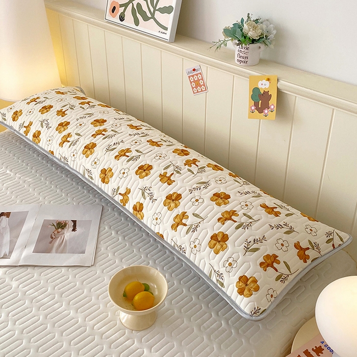 91家纺网 家纺一手货源 找家纺 雨彤家纺 2025年新款A类乳胶凉感丝双人长枕套 花开盛世