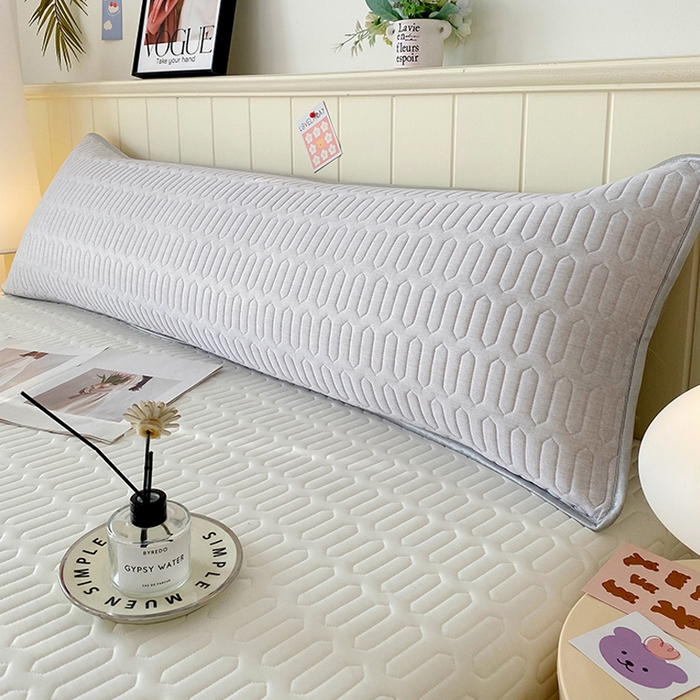 雨彤家纺 2025年新款A类乳胶凉感丝双人长枕套 肌理纹-灰