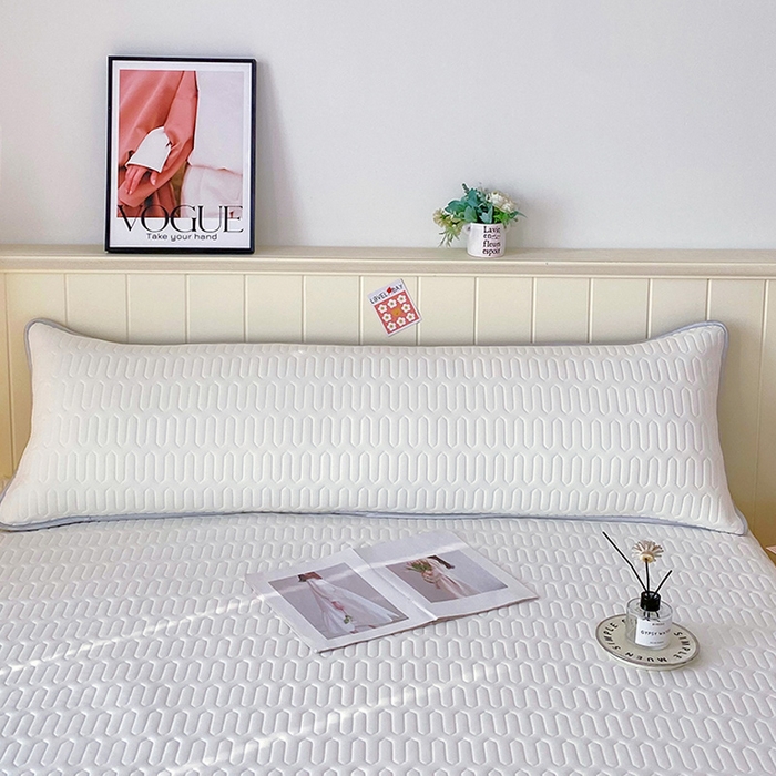 91家纺网 家纺一手货源 找家纺 雨彤家纺 2025年新款A类乳胶凉感丝双人长枕套 珍珠白