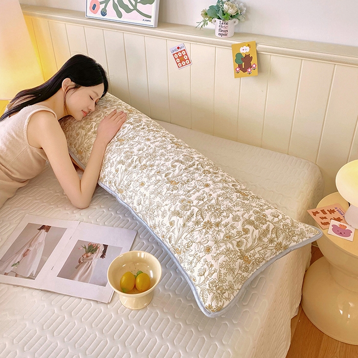 91家纺网 家纺一手货源 找家纺 雨彤家纺 2025年新款A类乳胶凉感丝双人长枕套 繁花似锦