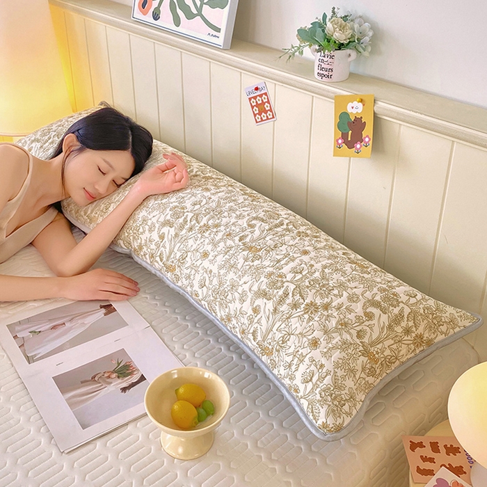 91家纺网 家纺一手货源 找家纺 雨彤家纺 2025年新款A类乳胶凉感丝双人长枕套 繁花似锦