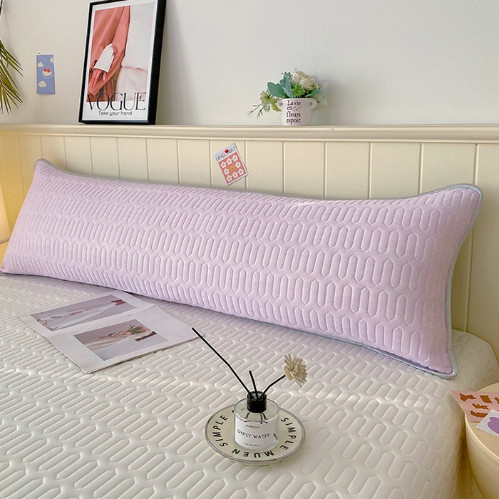 91家纺网 家纺一手货源 找家纺 雨彤家纺 2025年新款A类乳胶凉感丝双人长枕套 肌理纹-紫