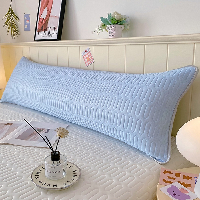 雨彤家纺 2025年新款A类乳胶凉感丝双人长枕套 肌理纹-蓝