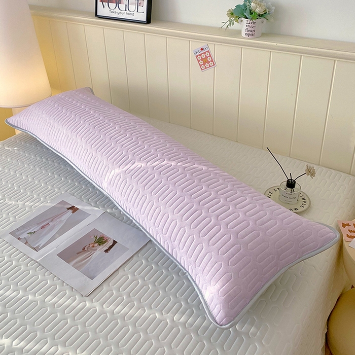 91家纺网 家纺一手货源 找家纺 雨彤家纺 2025年新款A类乳胶凉感丝双人长枕套 肌理纹-紫