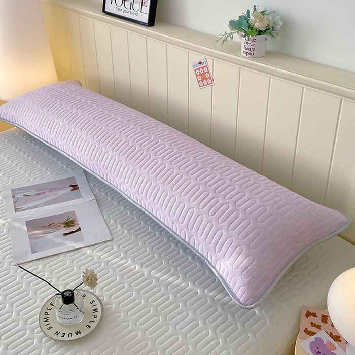 91家纺网 家纺一手货源 找家纺 雨彤家纺 2025年新款A类乳胶凉感丝双人长枕套 肌理纹-紫