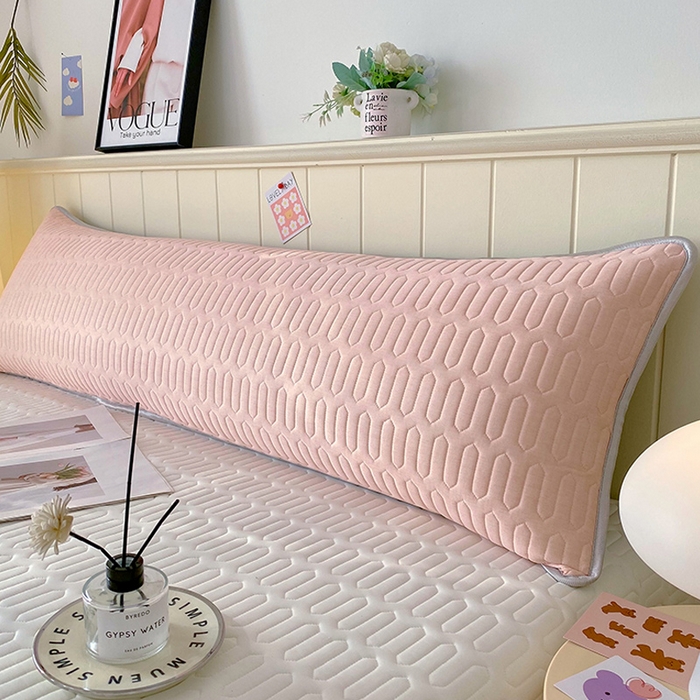 雨彤家纺 2025年新款A类乳胶凉感丝双人长枕套 肌理纹-桔