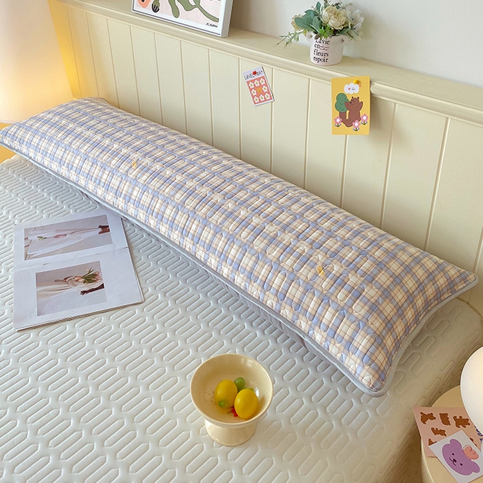 91家纺网 家纺一手货源 找家纺 雨彤家纺 2025年新款A类乳胶凉感丝双人长枕套 轻盈格-紫