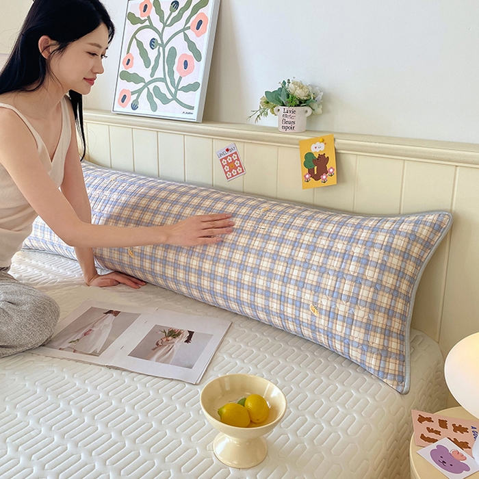 91家纺网 家纺一手货源 找家纺 雨彤家纺 2025年新款A类乳胶凉感丝双人长枕套 轻盈格-紫