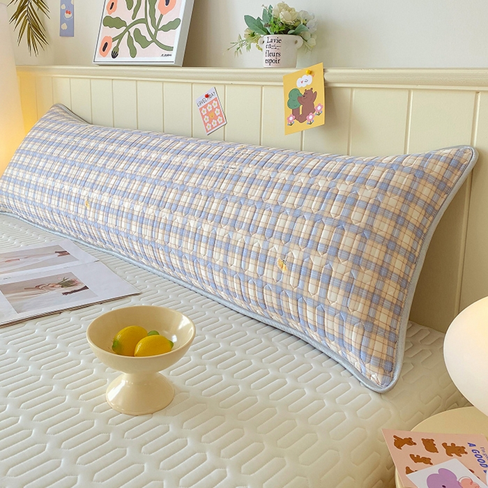 雨彤家纺 2025年新款A类乳胶凉感丝双人长枕套 轻盈格-紫