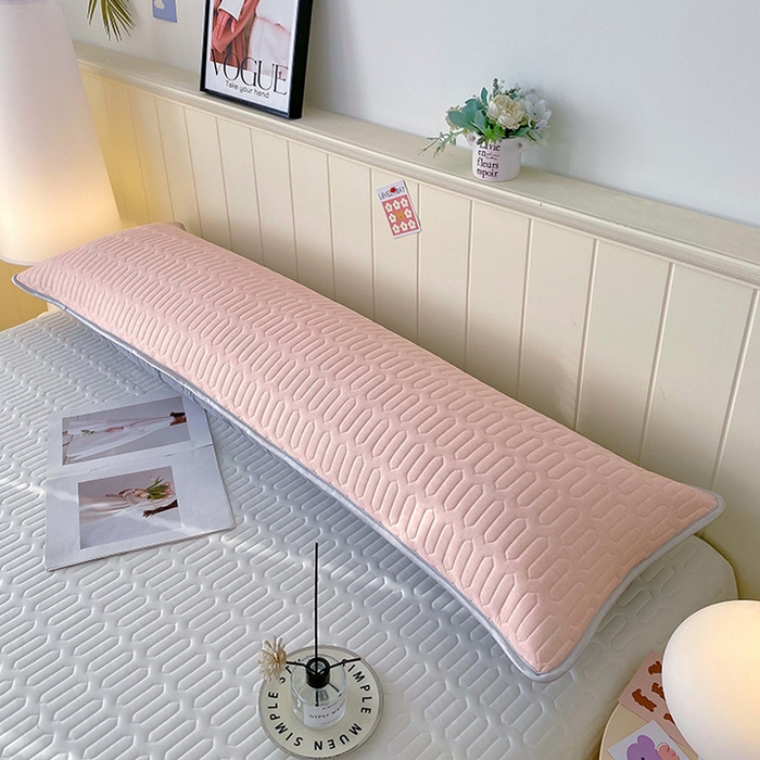 91家纺网 家纺一手货源 找家纺 雨彤家纺 2025年新款A类乳胶凉感丝双人长枕套 肌理纹-桔