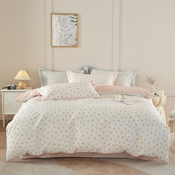 91家纺网 家纺一手货源 找家纺 丽卡家纺 2025新款活性印花全棉四件套 漫步花庭