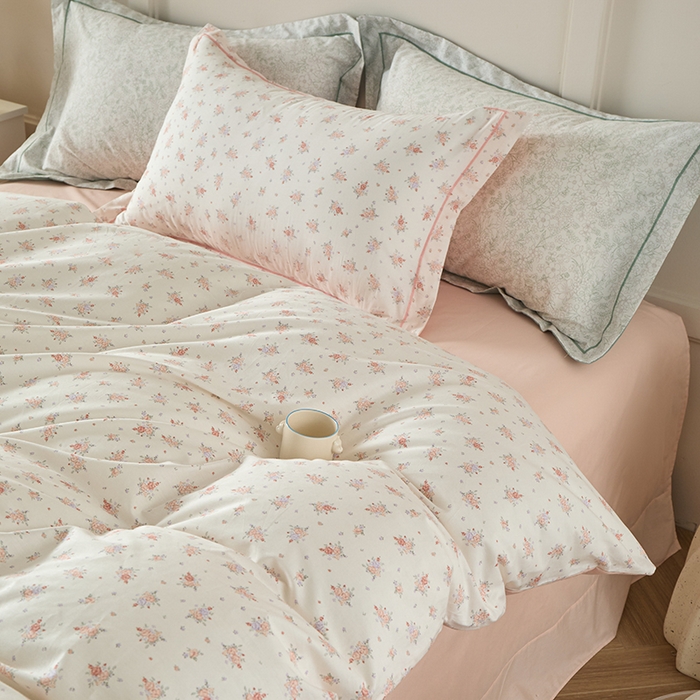 91家纺网 家纺一手货源 找家纺 丽卡家纺 2025新款活性印花全棉四件套 漫步花庭