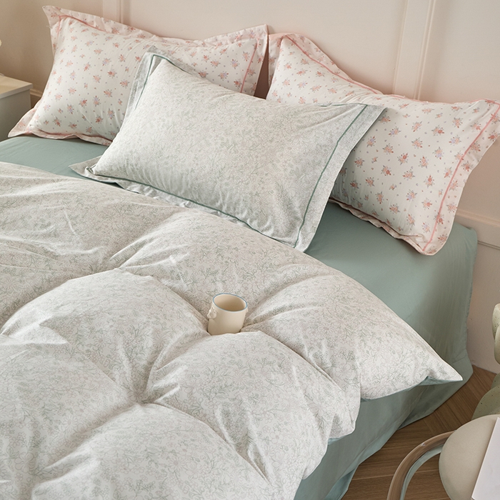 91家纺网 家纺一手货源 找家纺 丽卡家纺 2025新款活性印花全棉四件套 庭花意动