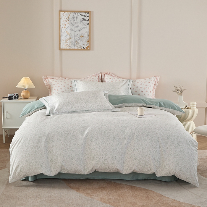 91家纺网 家纺一手货源 找家纺 丽卡家纺 2025新款活性印花全棉四件套 庭花意动