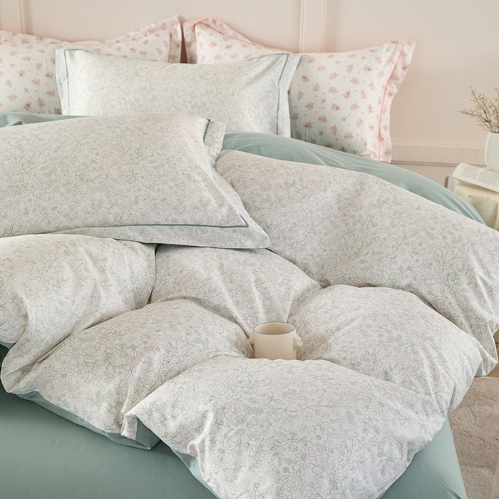 91家纺网 家纺一手货源 找家纺 丽卡家纺 2025新款活性印花全棉四件套 庭花意动