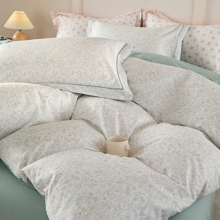 91家纺网 家纺一手货源 找家纺 丽卡家纺 2025新款活性印花全棉四件套 庭花意动