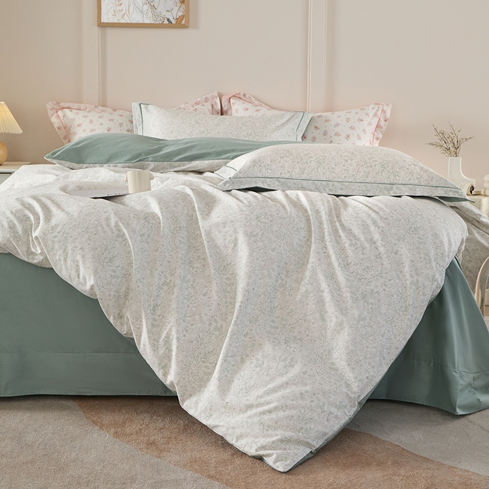 91家纺网 家纺一手货源 找家纺 丽卡家纺 2025新款活性印花全棉四件套 庭花意动