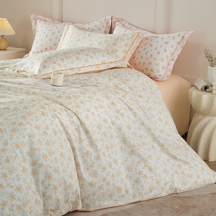 丽卡家纺 2025新款活性印花全棉四件套 玉兰花开-黄