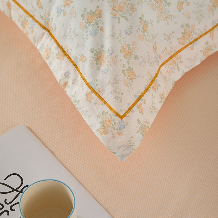 91家纺网 家纺一手货源 找家纺 丽卡家纺 2025新款活性印花全棉四件套 玉兰花开-黄