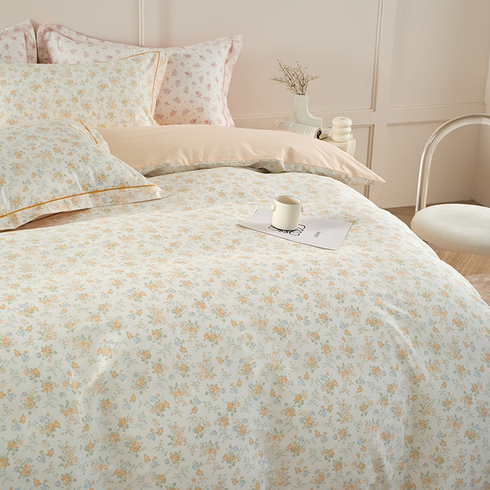 91家纺网 家纺一手货源 找家纺 丽卡家纺 2025新款活性印花全棉四件套 玉兰花开-黄