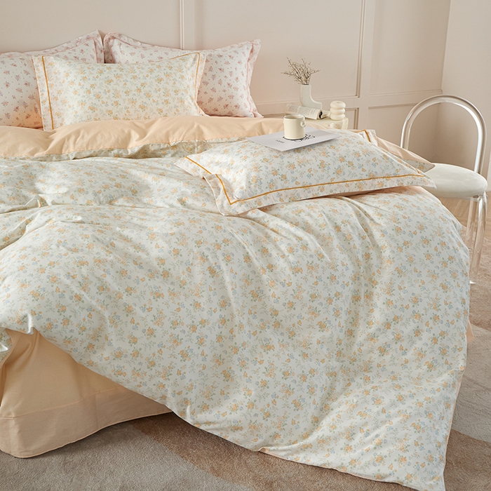 91家纺网 家纺一手货源 找家纺 丽卡家纺 2025新款活性印花全棉四件套 玉兰花开-黄