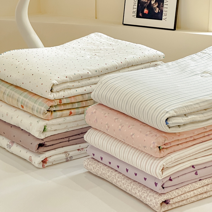 91家纺网 家纺一手货源 找家纺 （总）金丝鸟家纺 2025春夏新款全棉纯棉双层纱夏被夏凉被空调被