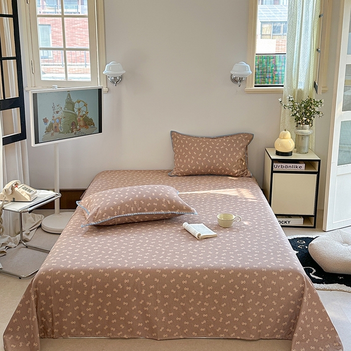 91家纺网 家纺一手货源 找家纺 （总）金丝鸟家纺 2025春夏新款全棉纯棉双层纱床单 单品单件