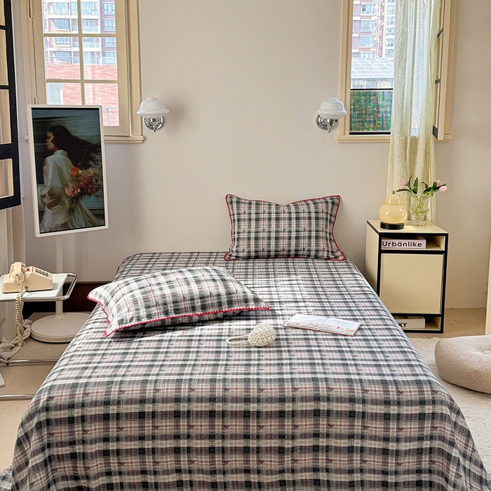 91家纺网 家纺一手货源 找家纺 （总）金丝鸟家纺 2025春夏新款全棉纯棉双层纱床单 单品单件