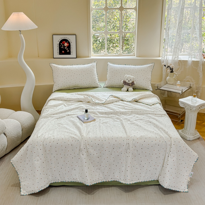 91家纺网 家纺一手货源 找家纺 金丝鸟家纺 2025春夏新款全棉纯棉双层纱夏被夏凉被空调被 彩色玻璃球