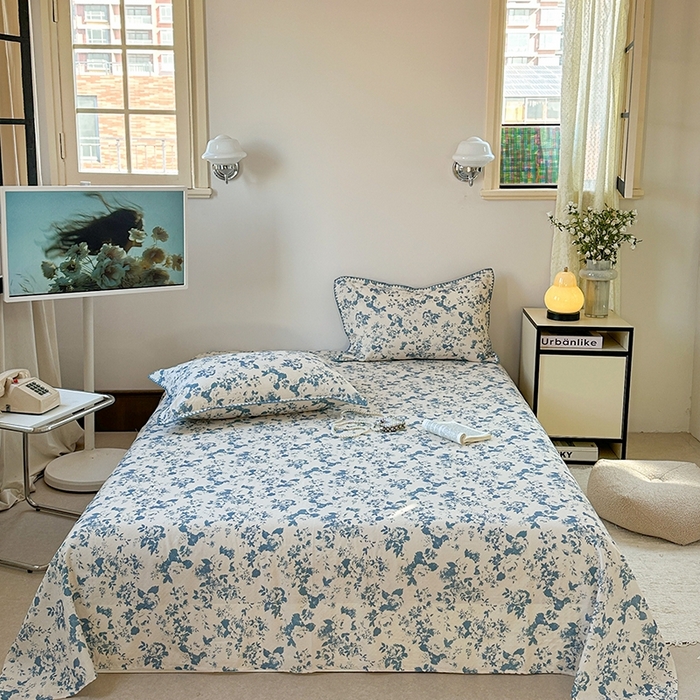 91家纺网 家纺一手货源 找家纺 （总）金丝鸟家纺 2025春夏新款全棉纯棉双层纱床单 单品单件