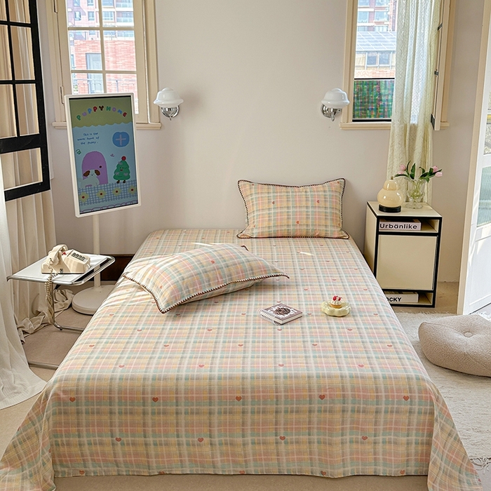 91家纺网 家纺一手货源 找家纺 （总）金丝鸟家纺 2025春夏新款全棉纯棉双层纱床单 单品单件