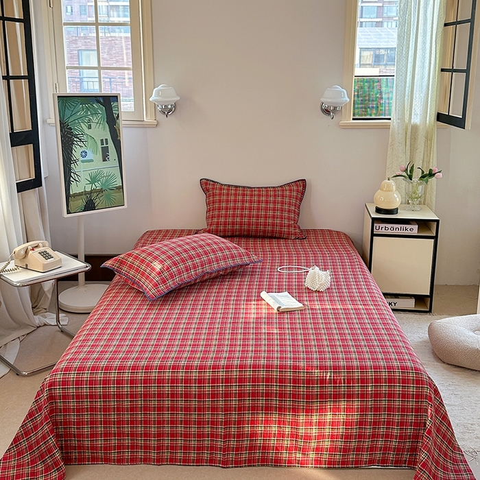 91家纺网 家纺一手货源 找家纺 （总）金丝鸟家纺 2025春夏新款全棉纯棉双层纱床单 单品单件