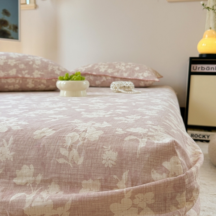 91家纺网 家纺一手货源 找家纺 金丝鸟家纺 2025春夏新款全棉纯棉双层纱床单 单品单件 花影